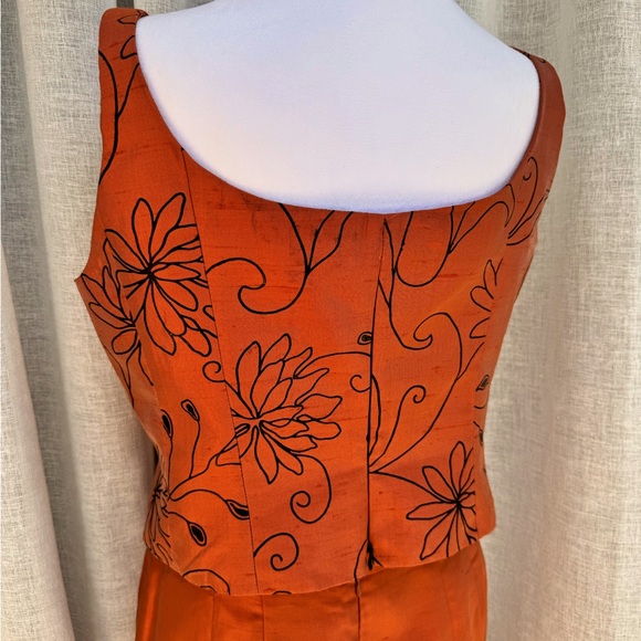 LUCA LUCA by Luca Orlandi orange top and skirt silk taffeta set - Picture 4 of 12